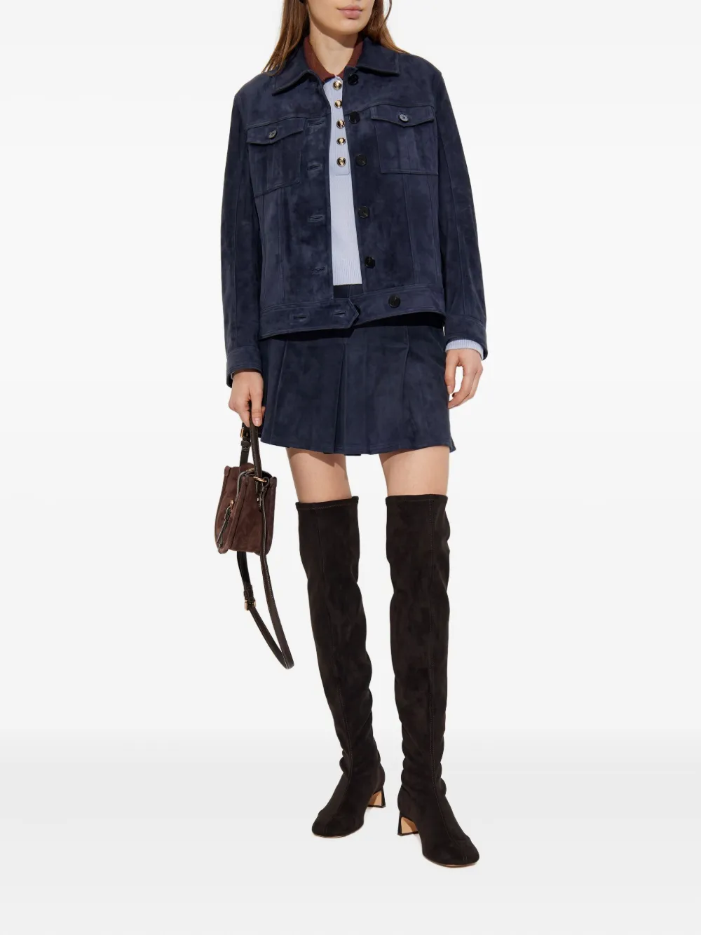 Self-Portrait pleated mini skirt - Blauw