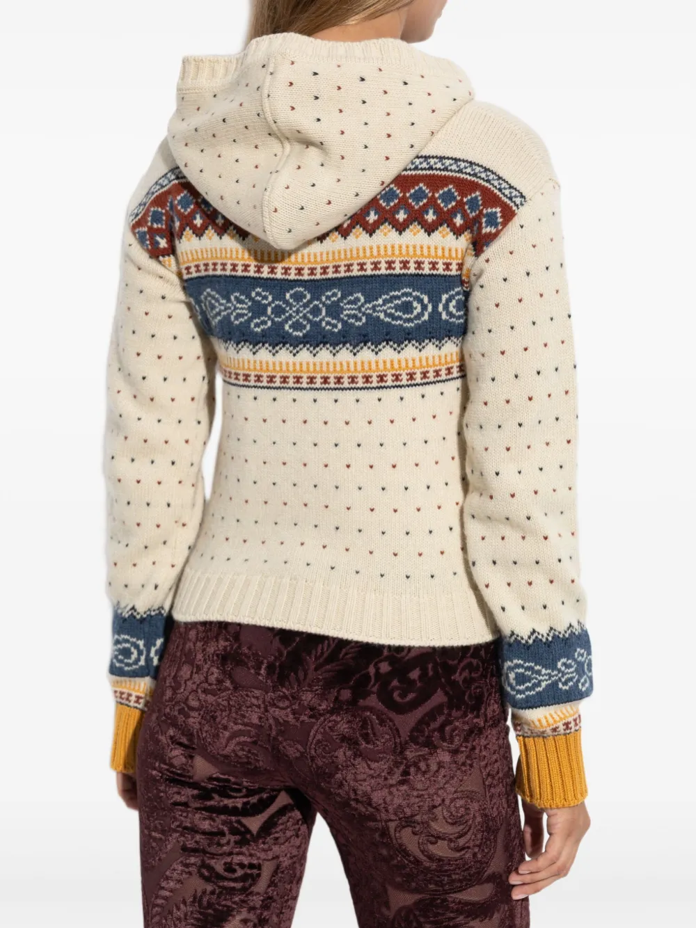 ETRO patterned hooded sweater Beige