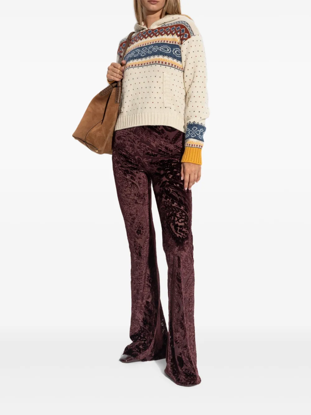 ETRO patterned hooded sweater Beige