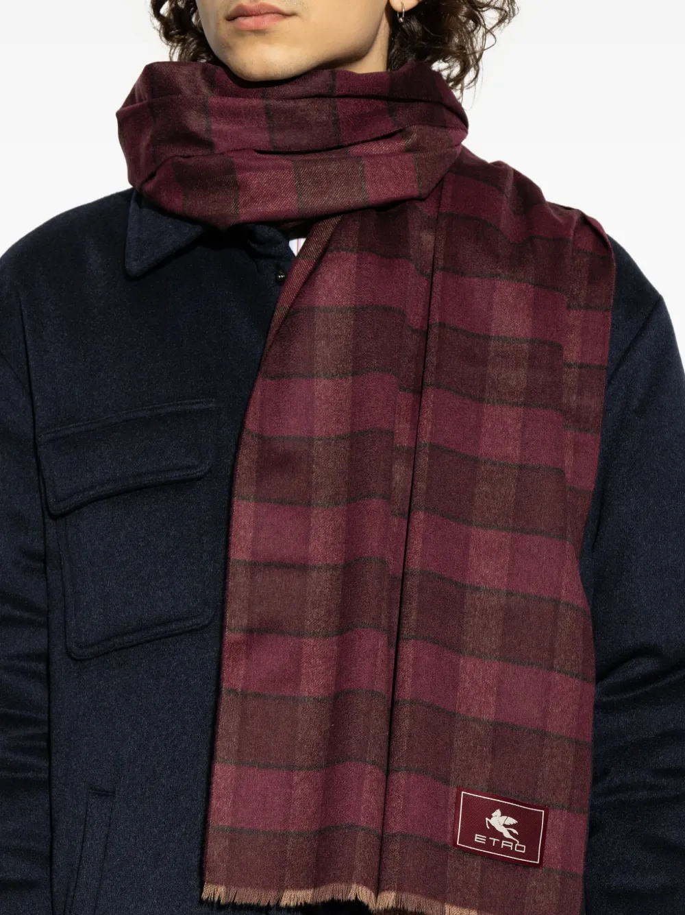 ETRO Geruite wollen sjaal Rood