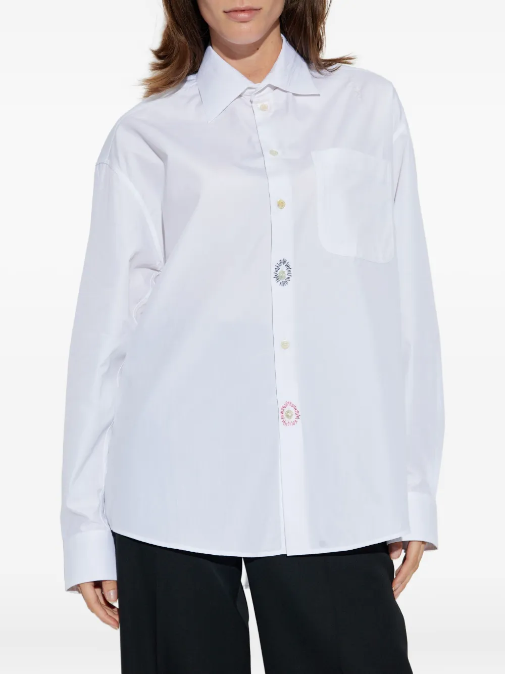 Marni embroidered-detail cotton shirt - Wit