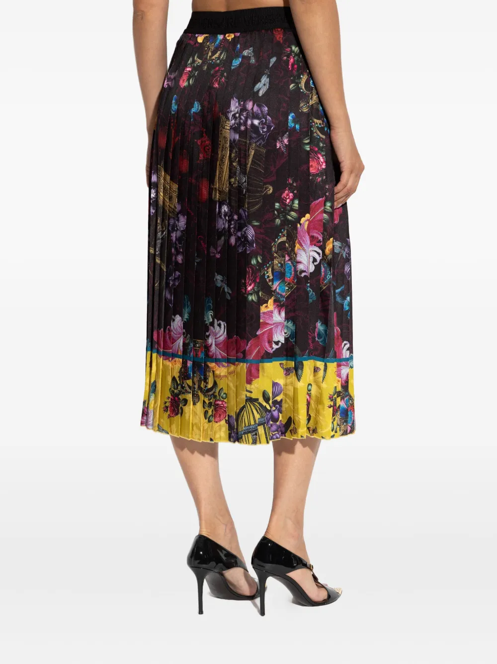 Versace Jeans Couture Plooirok met bloemenprint Zwart