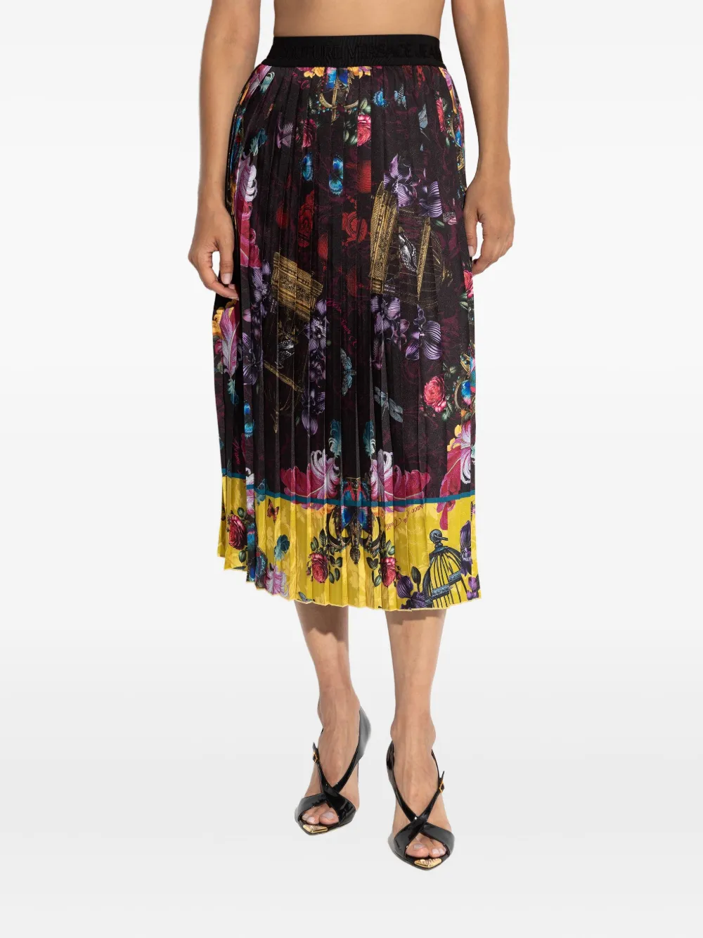 Versace Jeans Couture Plooirok met bloemenprint Zwart