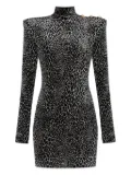 Balmain padded-shoulder animal-print dress - Black