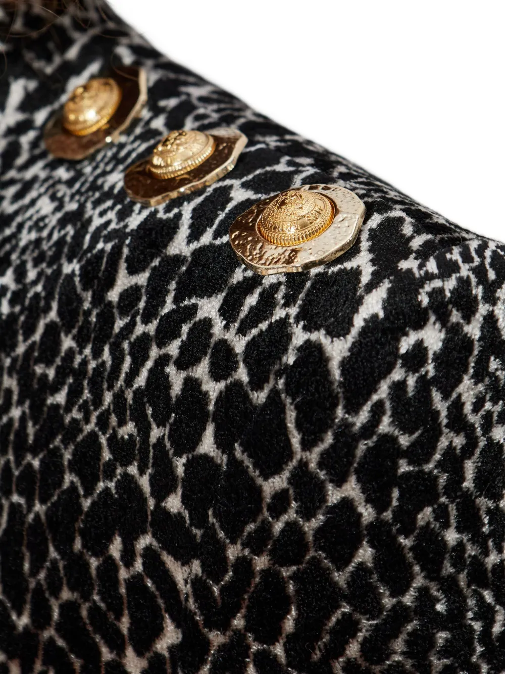 Balmain Jurk met dierenprint en gewatteerde schouders Zwart