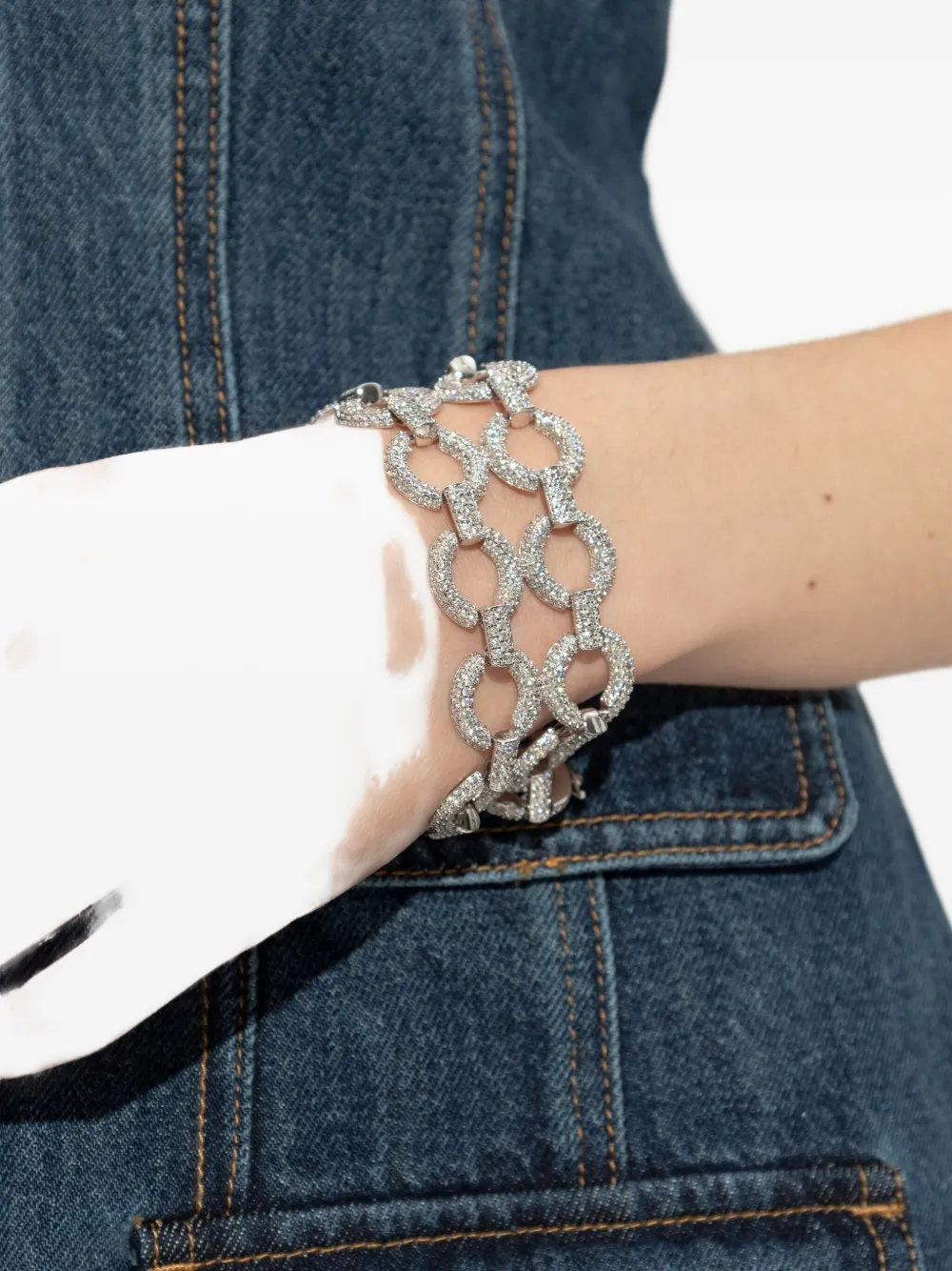 Self-Portrait crystal-embellished chain bracelet - Zilver