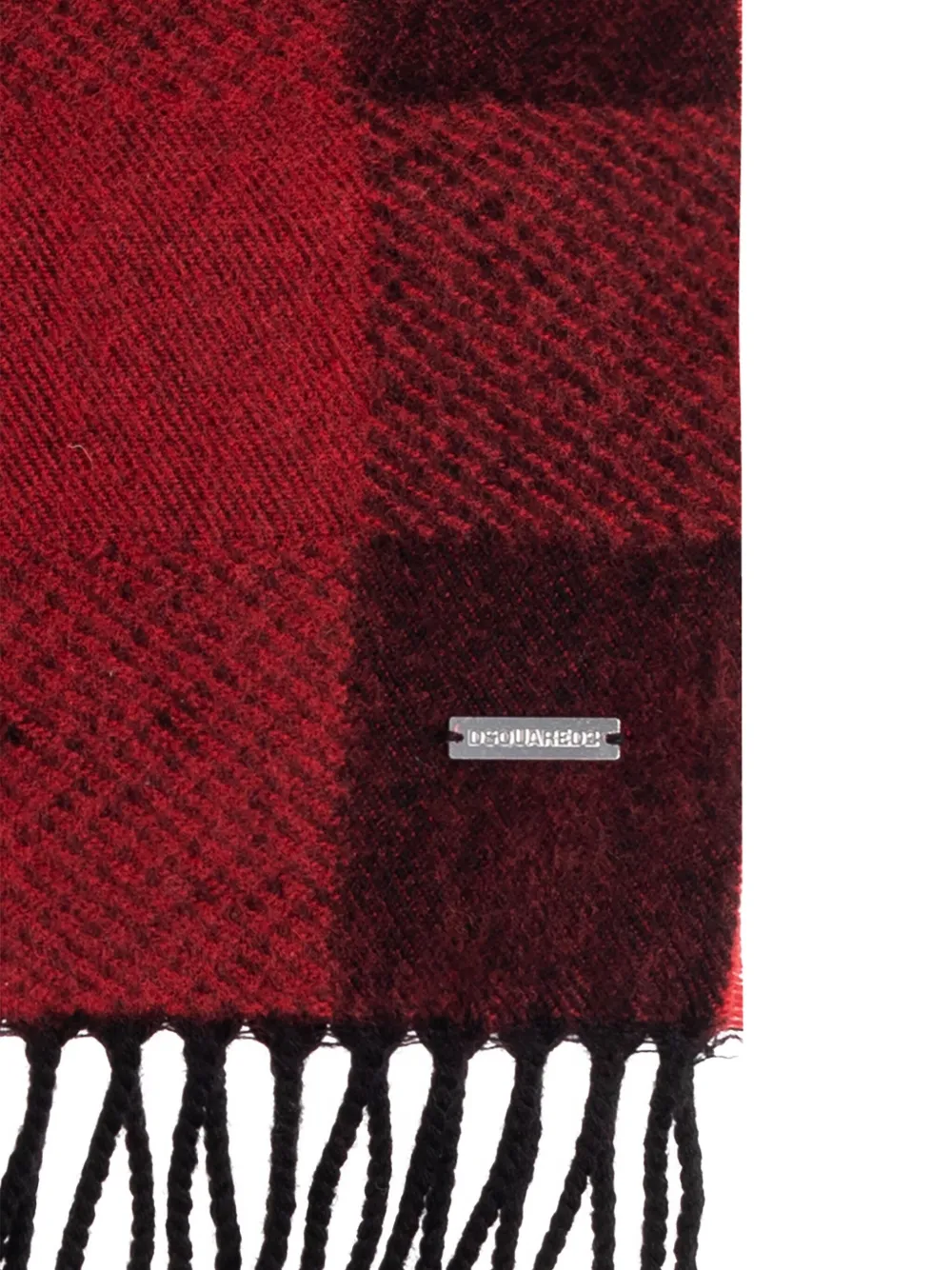 DSQUARED2 checked fringed scarf - Rood