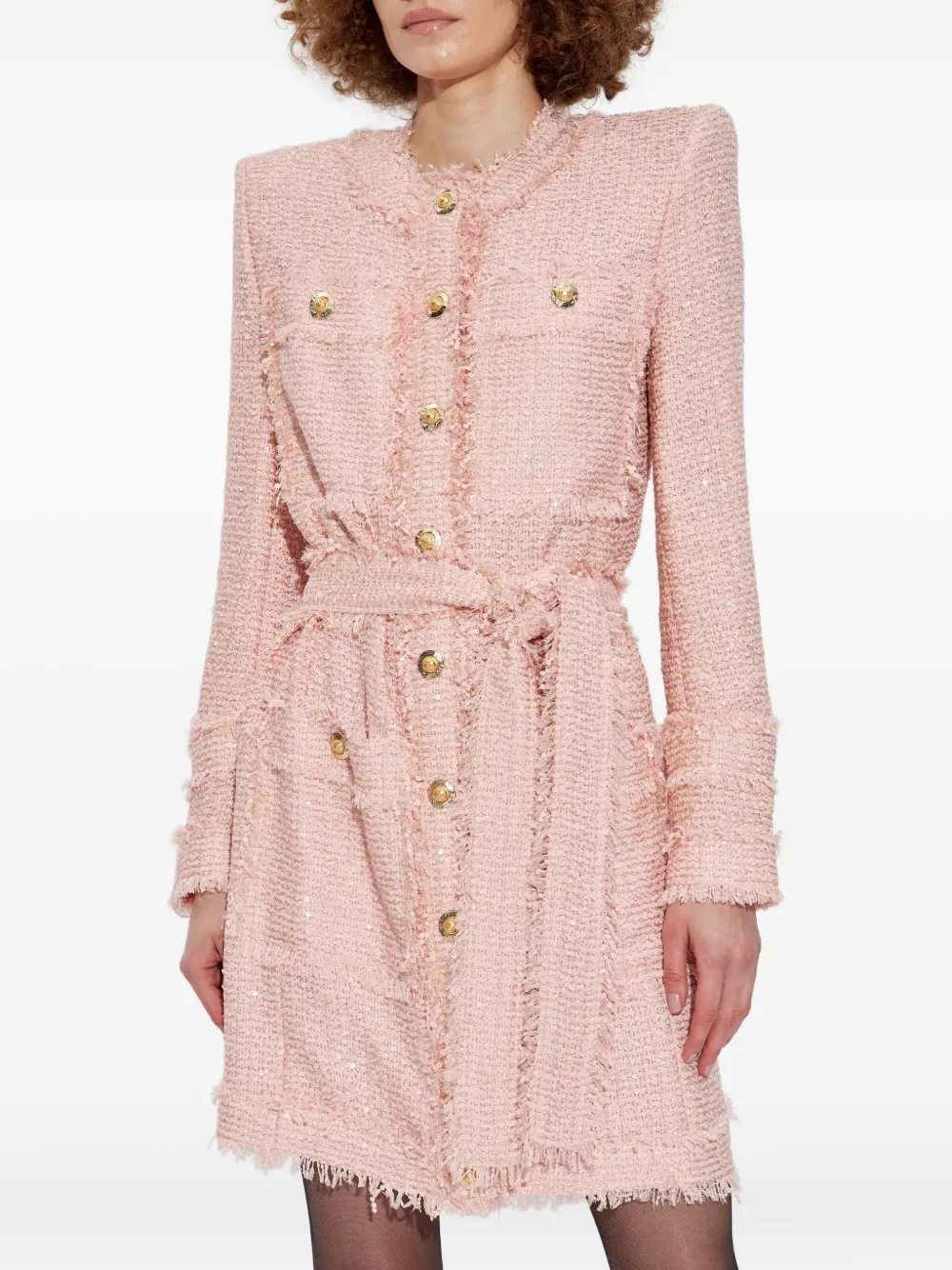 Balmain Mini-jurk verfraaid met pailletten Roze