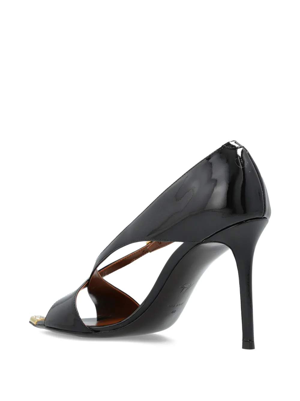 Giuseppe Zanotti 90mm Intrigo patent-leather cross-strap heeled sandals Black