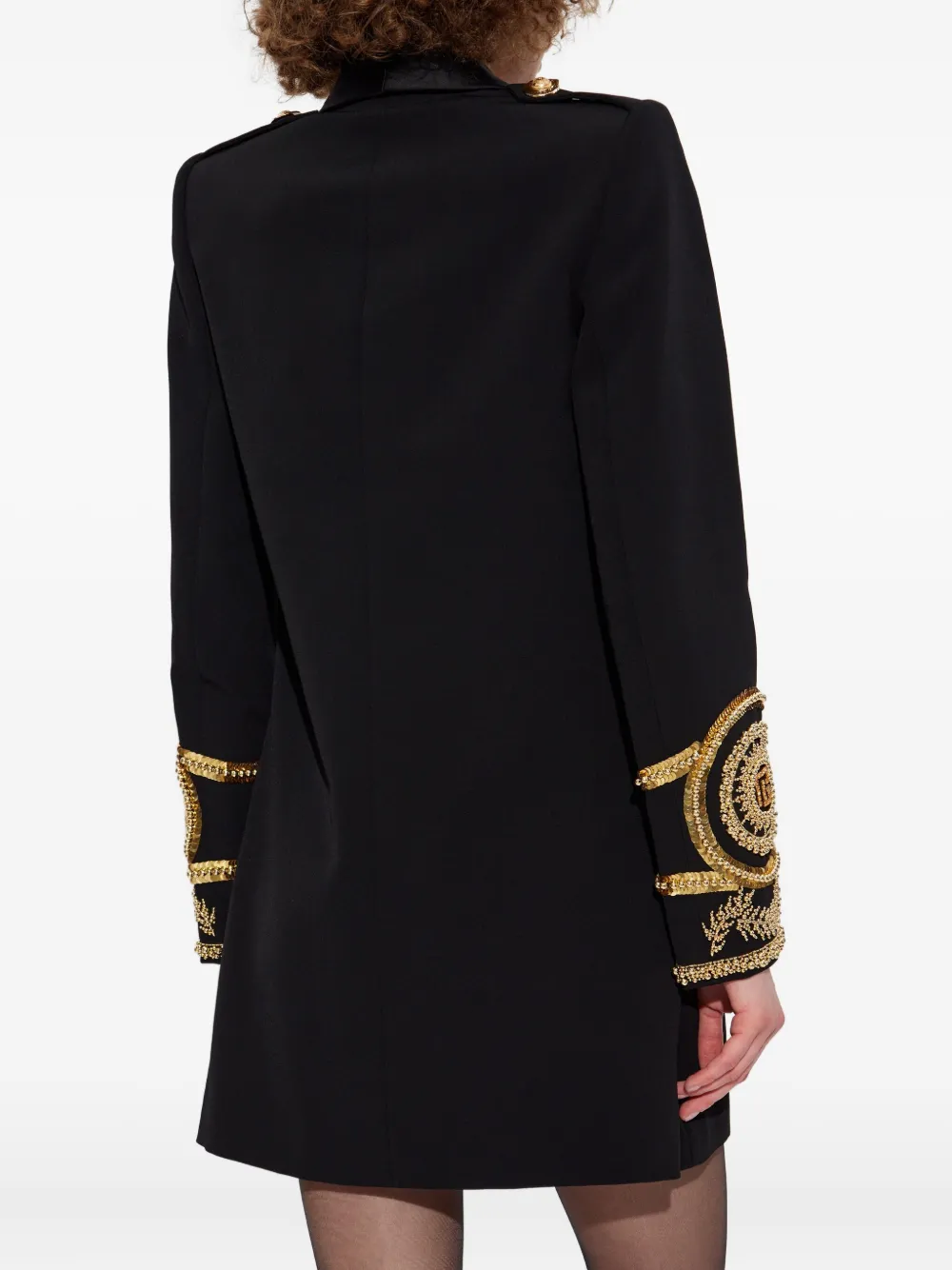Balmain Verfraaide jurk met dubbele rij knopen Zwart