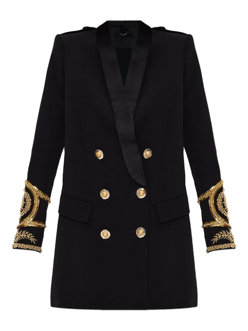 Balmain Verfraaide jurk met dubbele rij knopen Zwart