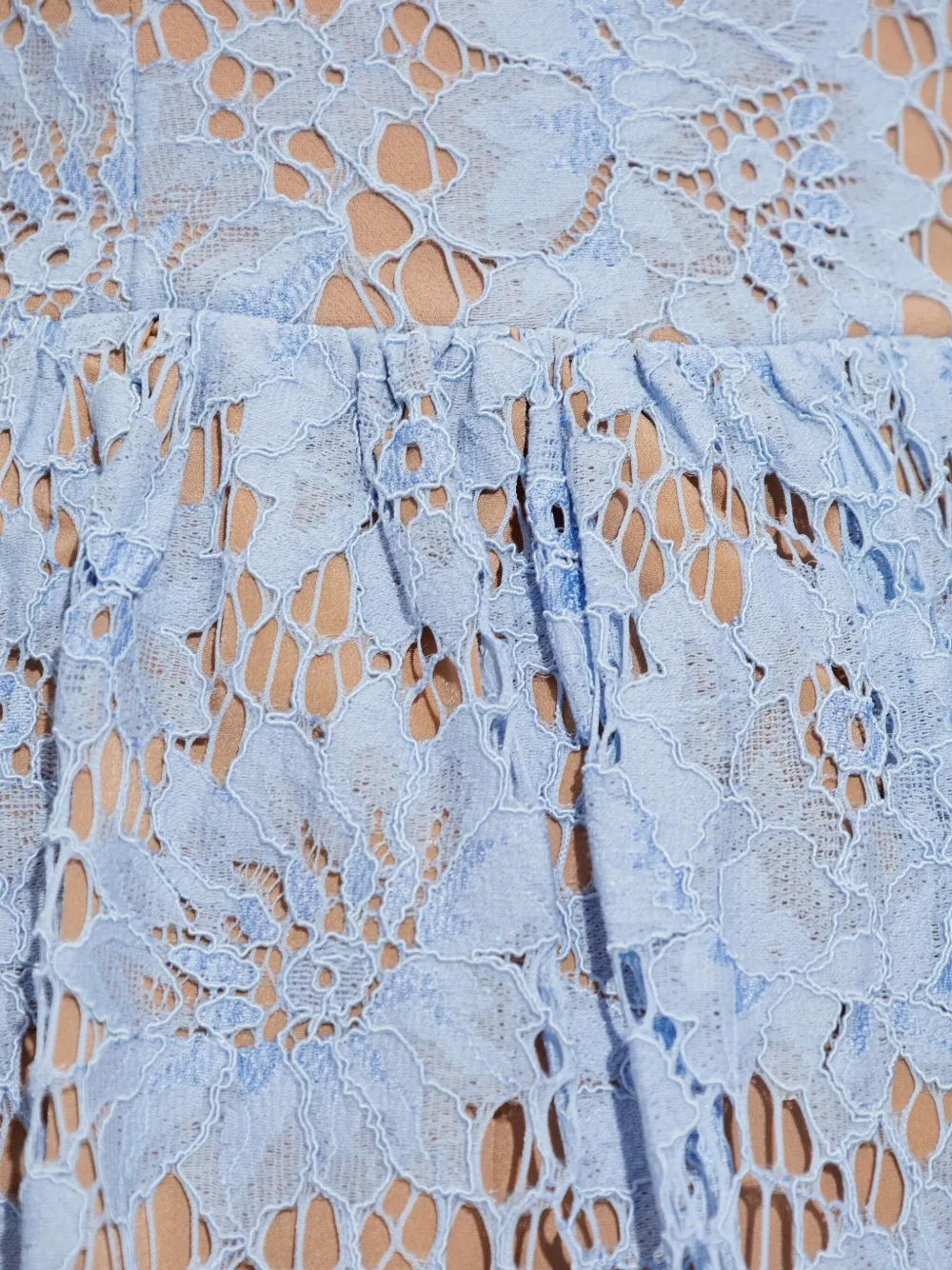 Self-Portrait Midi-jurk met bloemenkant Blauw
