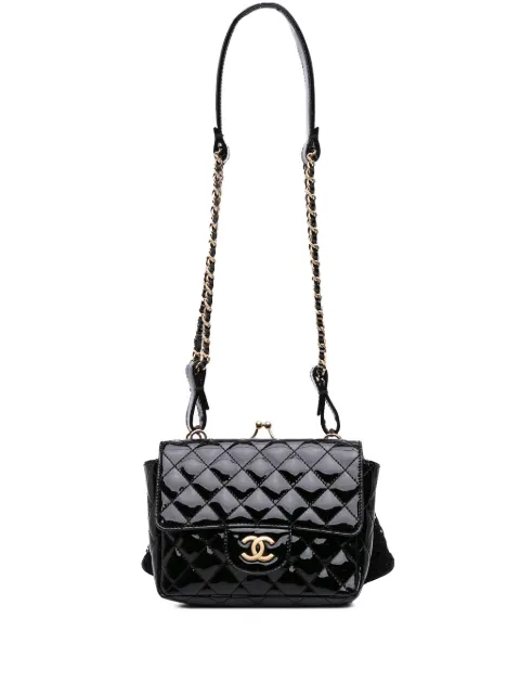 CHANEL Pre-Owned bolsa de hombro Mini Patent Lace Kiss Lock Flap Double Bag 2009-2010