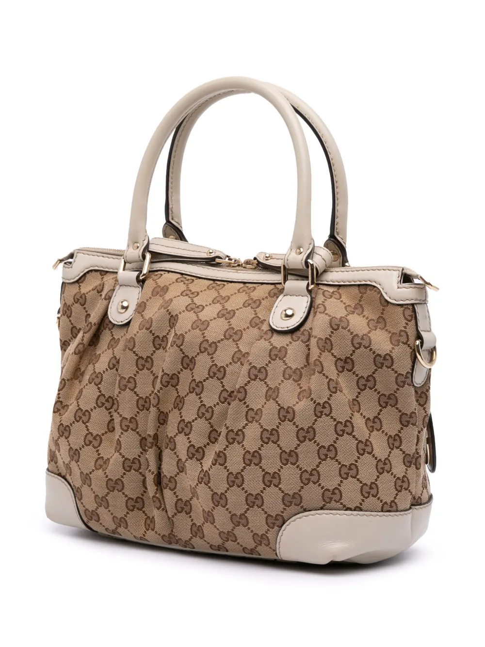 Pre-owned Gucci 2000-2015 Gg Canvas Sukey Satchel In Brown