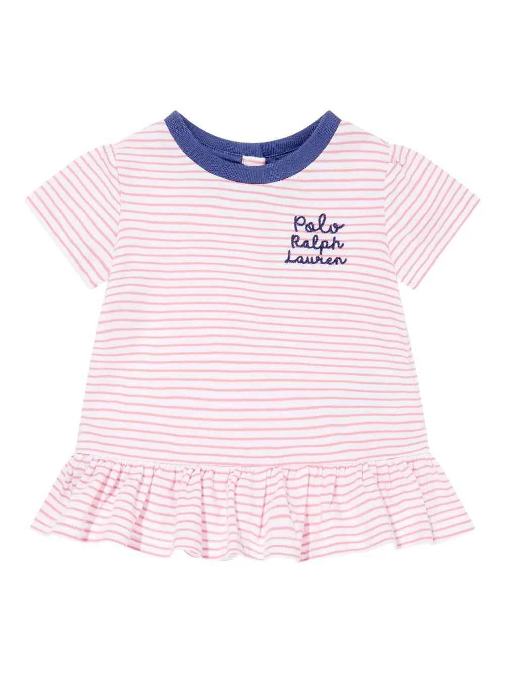 POLO RALPH LAUREN KIDS striped ruffled dress Wit