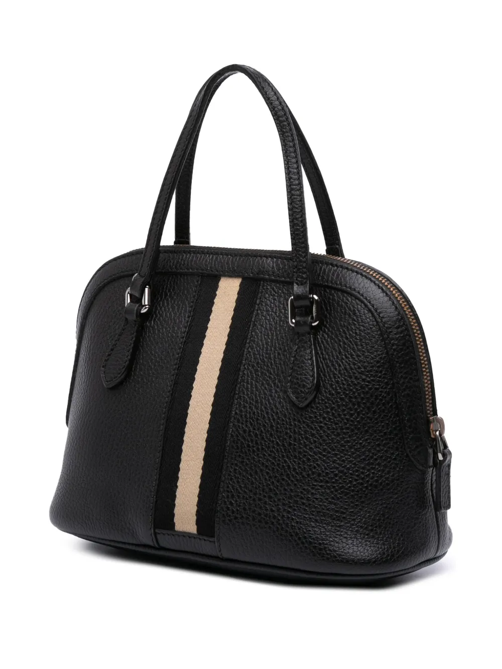 Pre-owned Gucci 2016-2025 Mini Leather Web Dome Satchel In Black