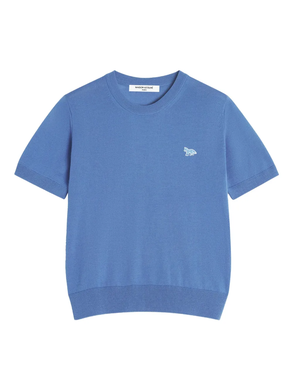 Maison Kitsuné Fox-embroidered Wool T-shirt In Blue