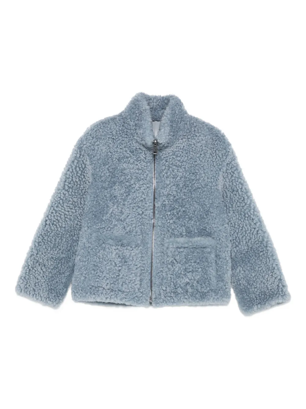 Simonetta Ravizza Zip-front Shearling Jacket In Blue