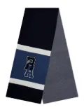 BOSS varsity-stripe wool scarf - Blue