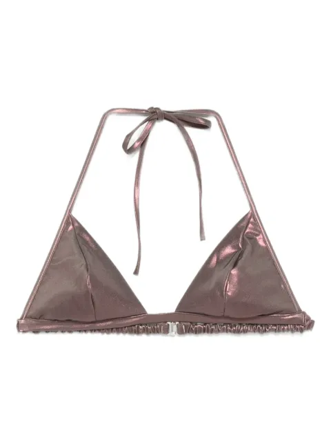 Rick Owens metallic-effect halter bikini top