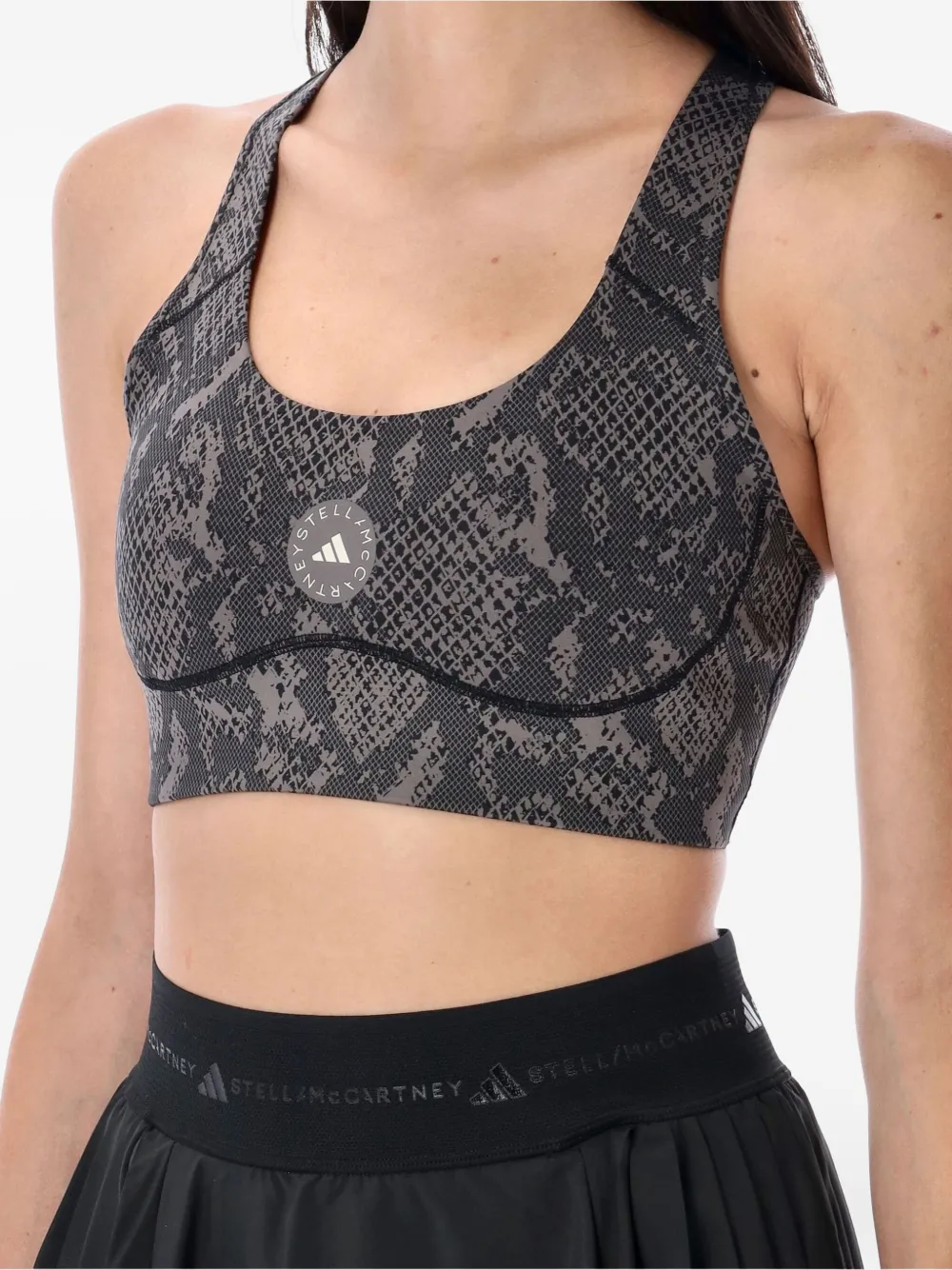 adidas by Stella McCartney snake-print racer-back top Grijs