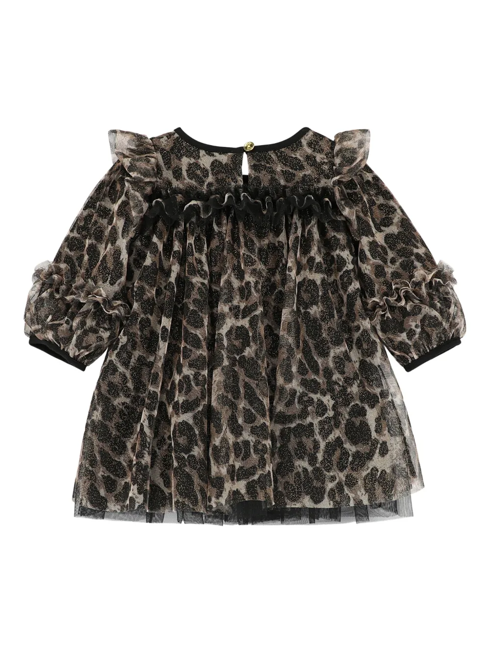 ANGEL'S FACE KIDS leopard-print ruffled dress - Zwart