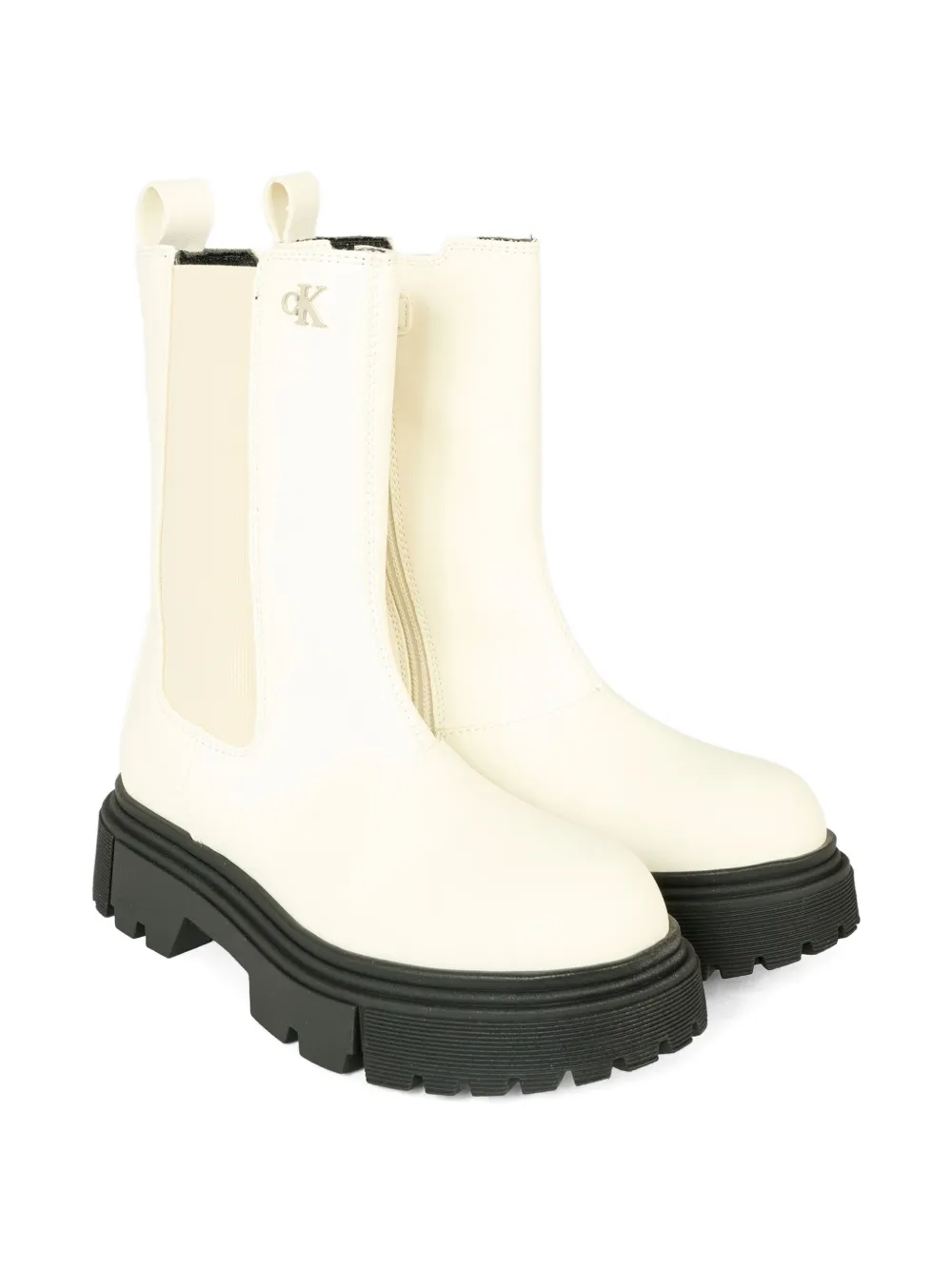 Calvin Klein Elastic-panel Chunky-sole Boots In White