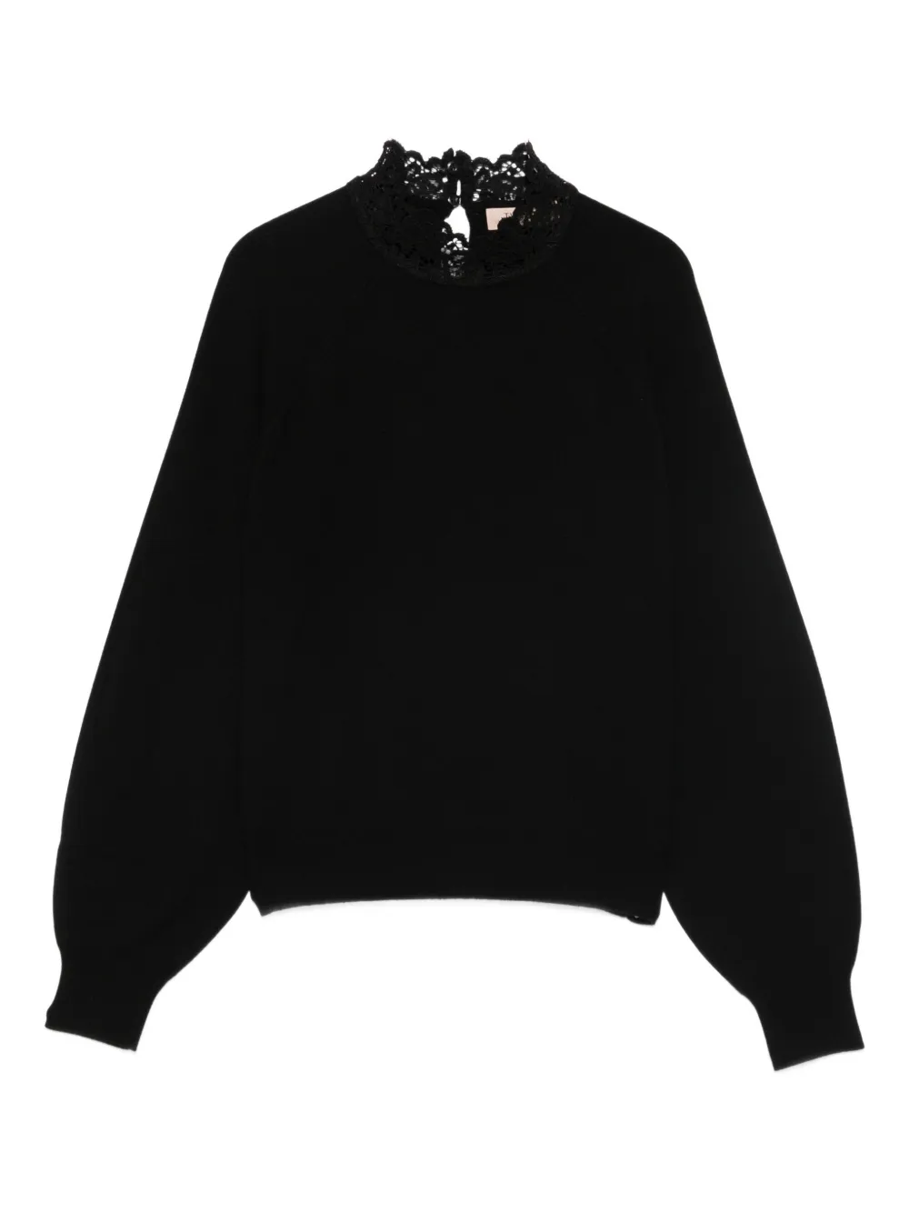TWINSET Trui met hoge hals en kant Zwart