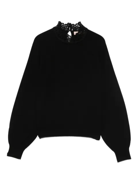 TWINSET lace-insert high-neck sweater