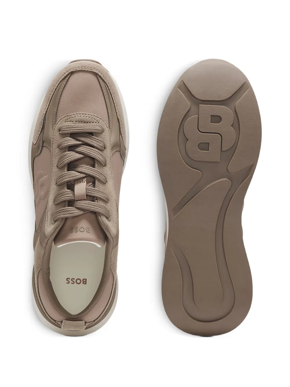 BOSS suede-leather logo sneakers Neutrals