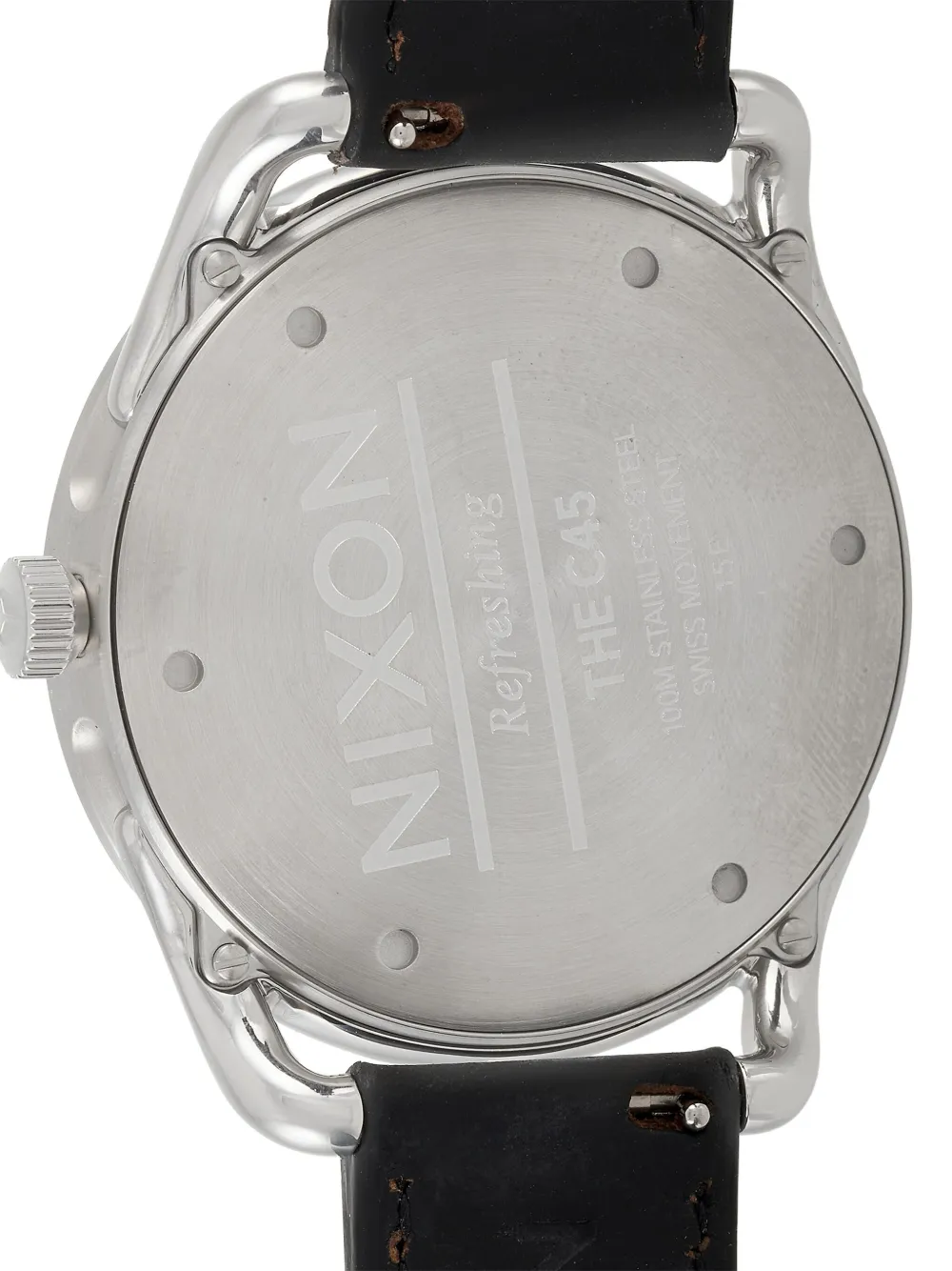 Pre-owned Nixon Leather 45mm In Black