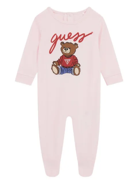 guess kids teddy-print heart-detail babygrow