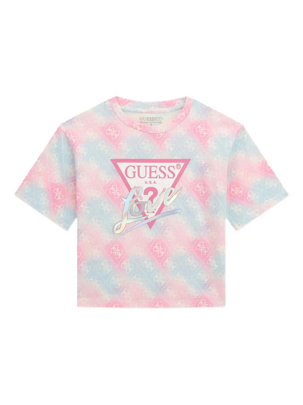 Guess kids logo-print tie-dye top Roze