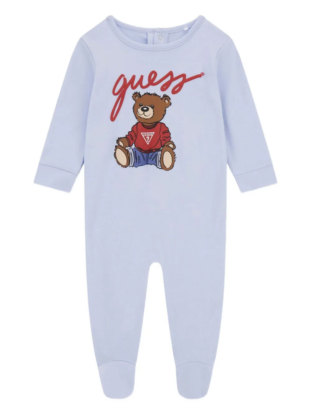 guess kids teddy-print heart-appliqué babygrow - BLUE guess kids teddy-print heart-appliqué babygrow - BLUE
