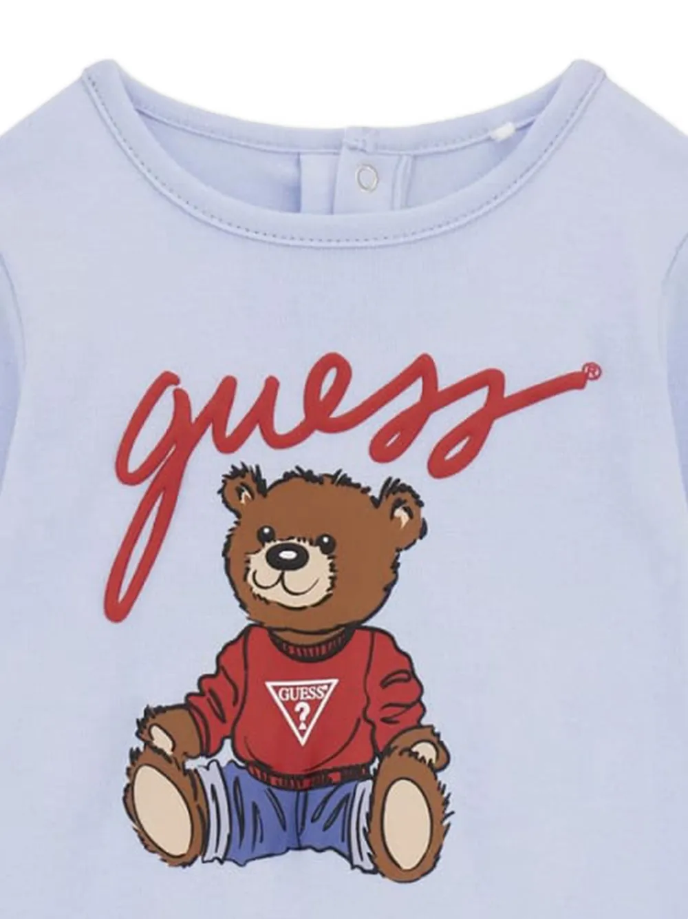 Guess Teddy-print Heart-appliqué Babygrow In Blue