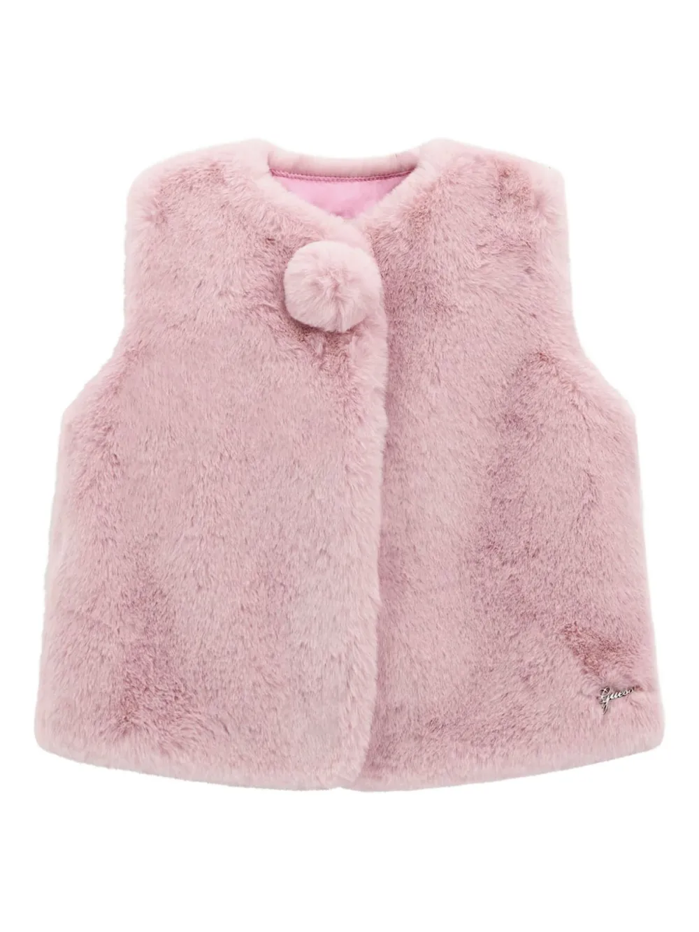 Guess kids Top van imitatiebont met pompon Roze