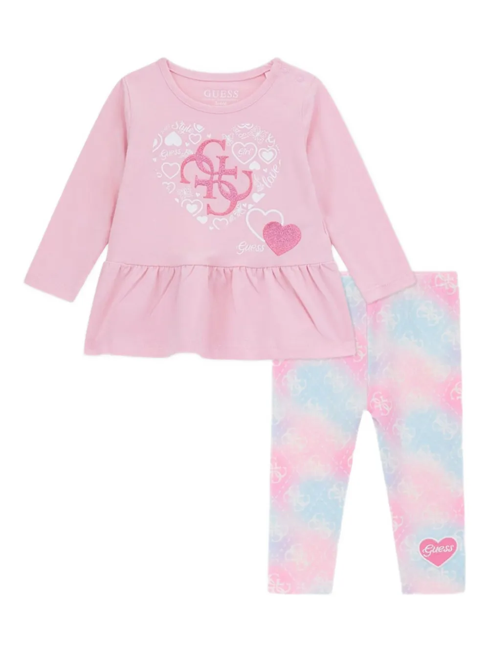 guess kids logo-print heart-applique leggings set - ピンク guess kids logo-print heart-applique leggings set - ピンク