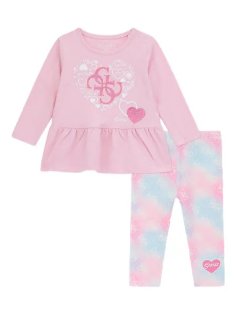 guess kids logo-print heart-applique leggings set