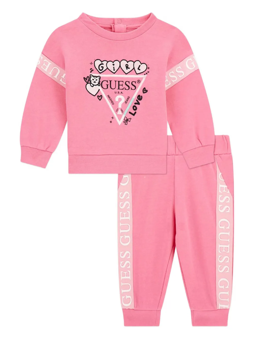 Guess kids Trainingspak met logoprint Roze