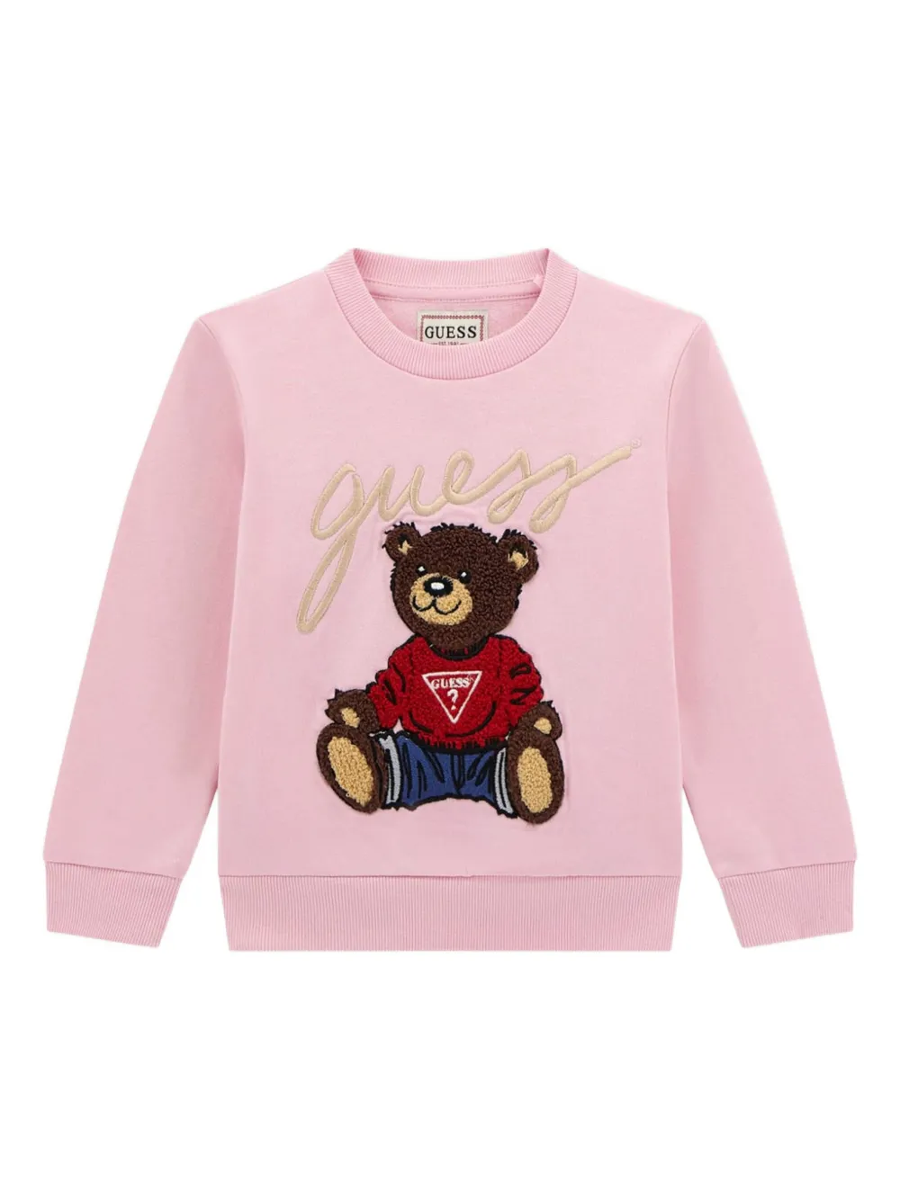 Guess kids Sweater met geborduurde teddybeer Roze