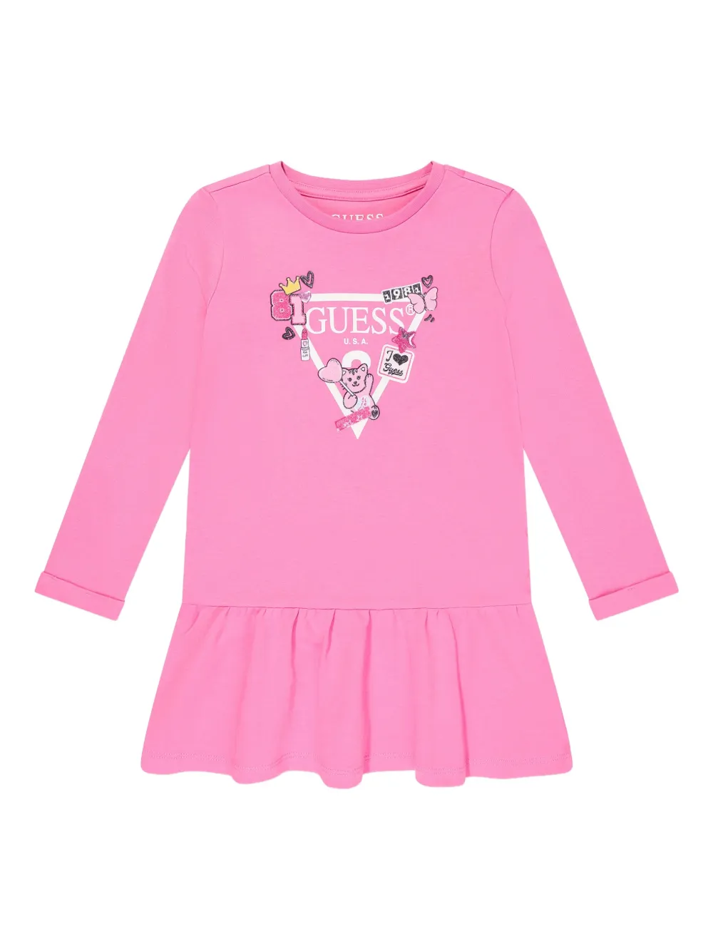 Guess kids logo-print ruffled mini dress Roze