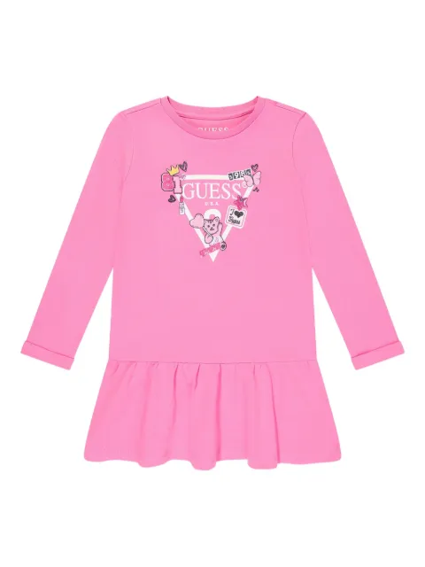 guess kids logo-print ruffled mini dress
