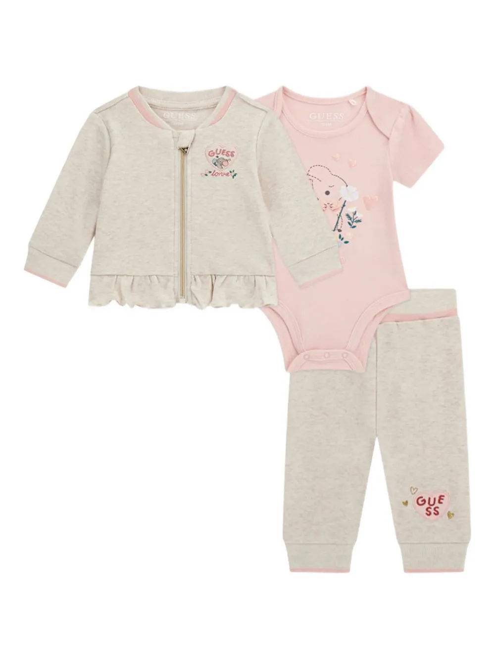 Guess Patch-embellished Tracksuit Set (set Of Three) In Neutral