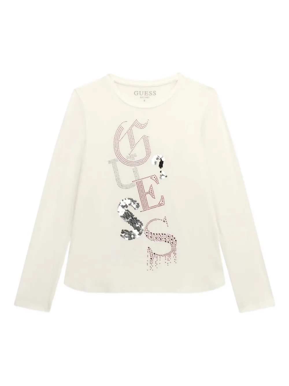 Guess kids sequin-embellished logo top Wit