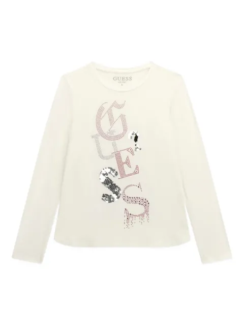 guess kids sequin-embellished logo top