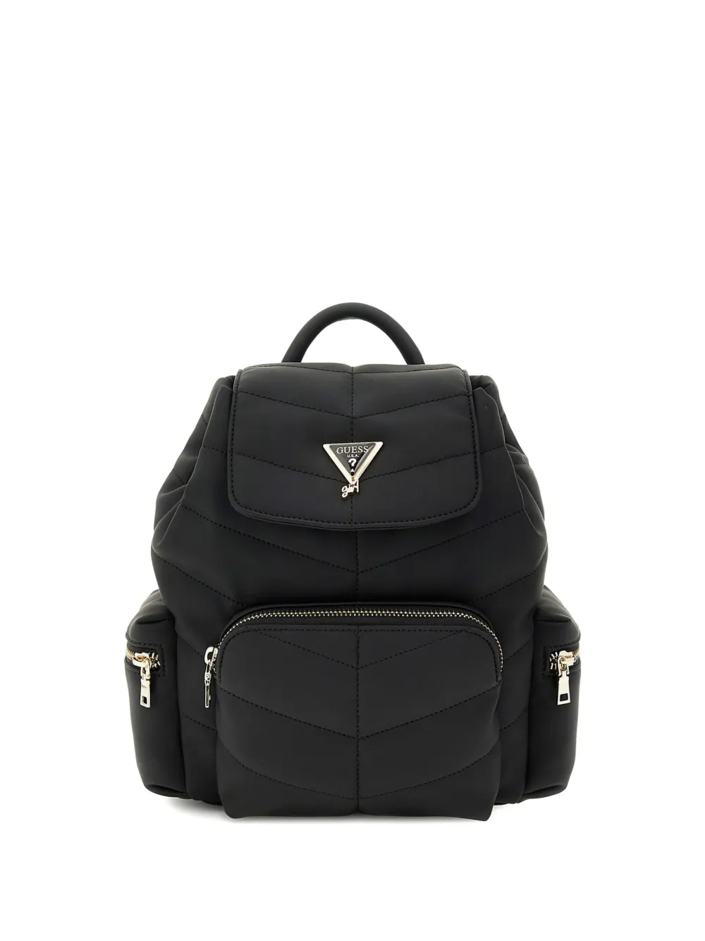 Guess kids quilted logo-plaque backpack Zwart