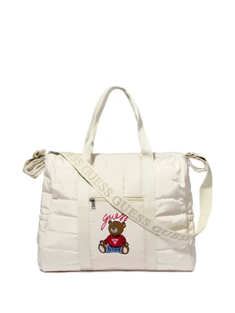guess kids quilted teddy-patch changing bag