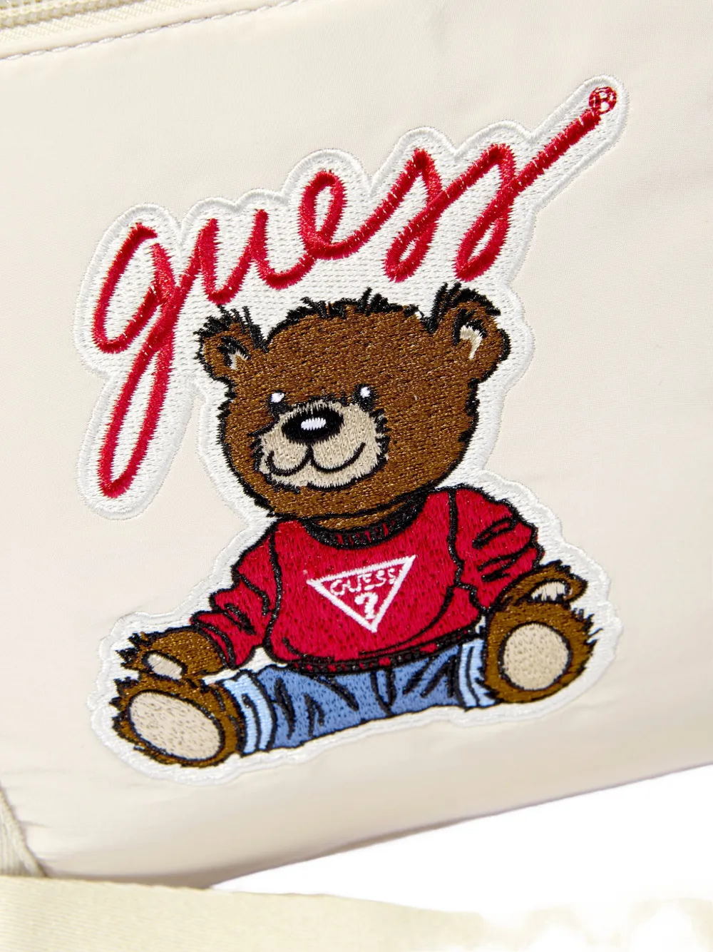 Guess Quilted Teddy-patch Changing Bag In White