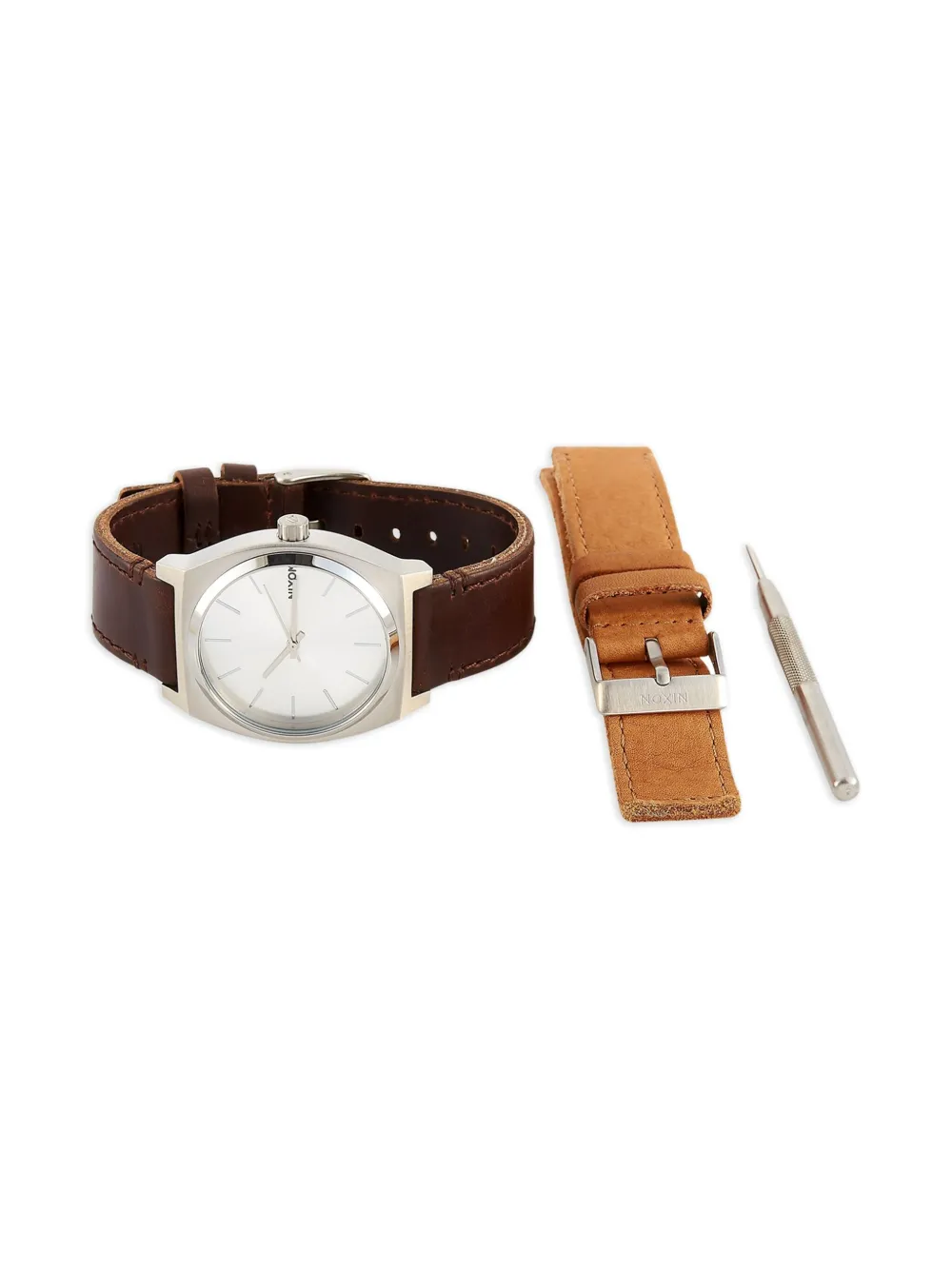 Pre-owned Nixon Time Teller 37mm In Silver