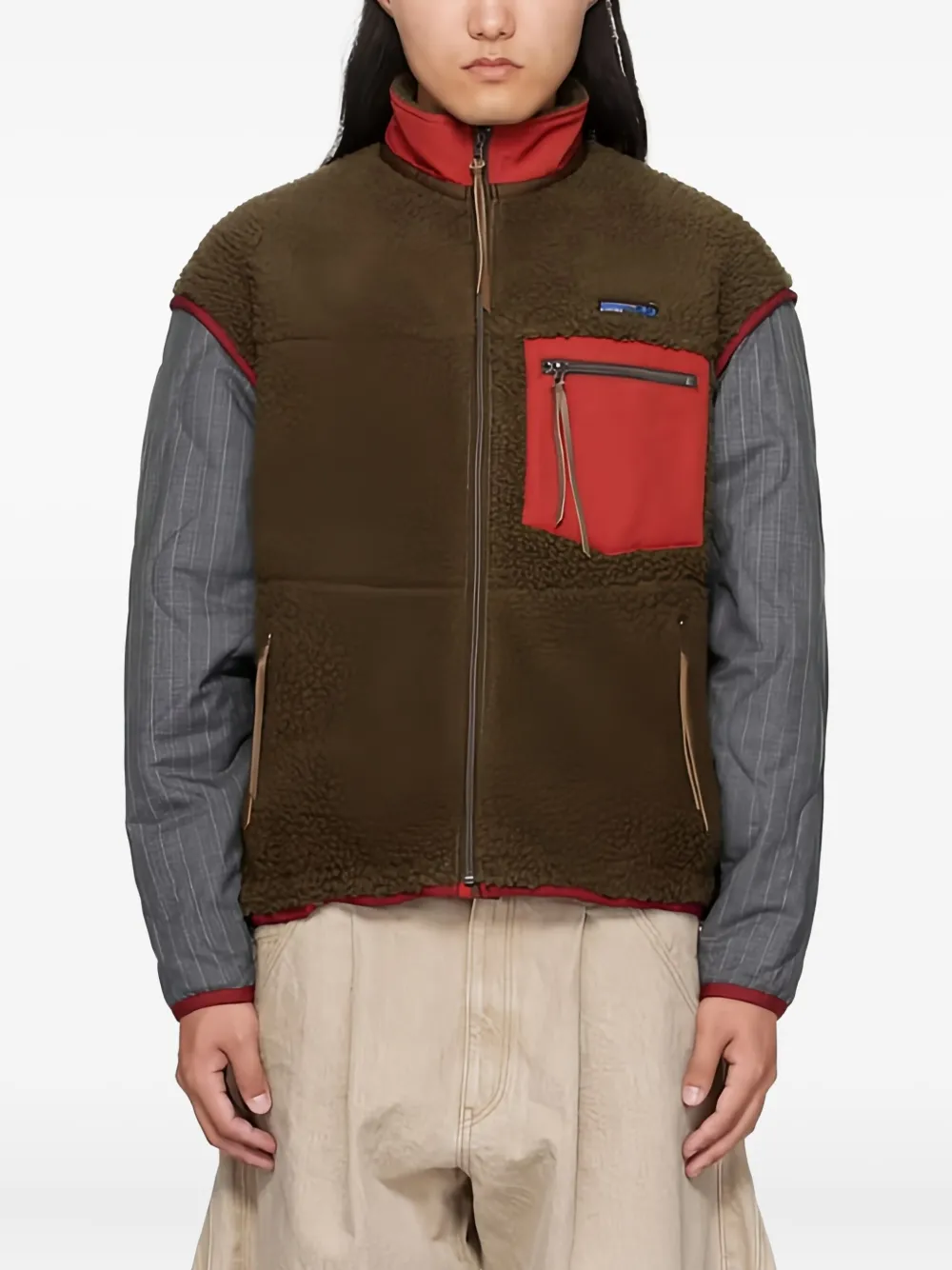 KHOKI panelled zip-up jacket | Brown | Image 1